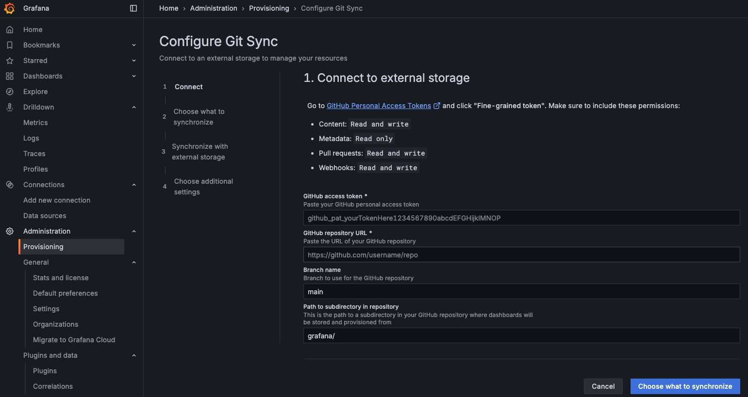 Grafana Git Sync Provisioning